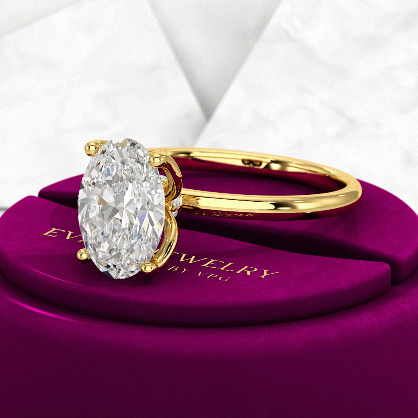 2 Carat Oval Cut Nature Inspired Engagement Ring - Evara Jewelry LLC