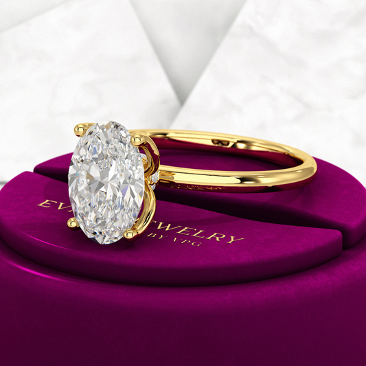 2 Carat Oval Cut Nature Inspired Engagement Ring - Evara Jewelry LLC
