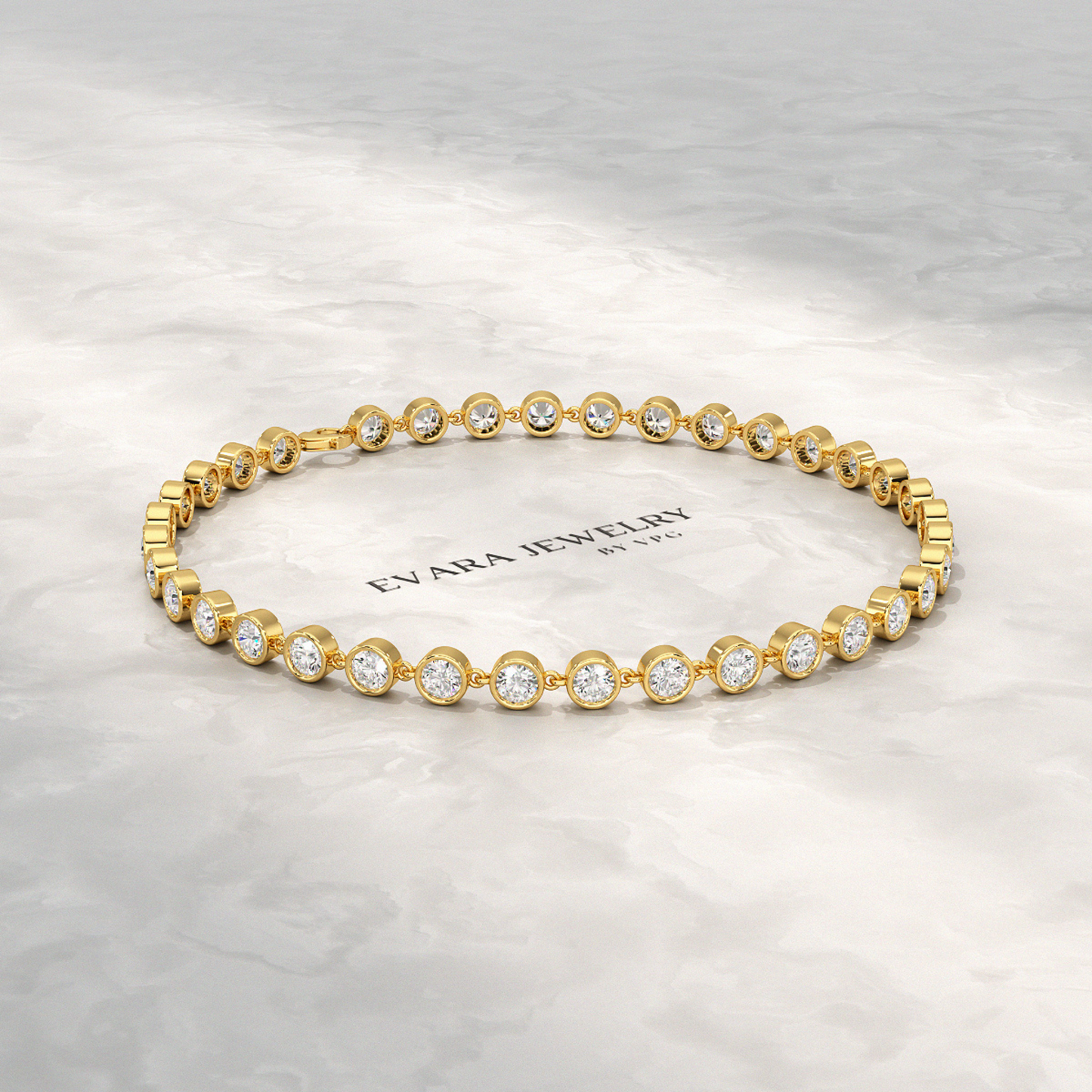 4 Carat Bezel Set Round Cut Diamond Gold Minimalist Tennis Bracelet - Evara Jewelry LLC