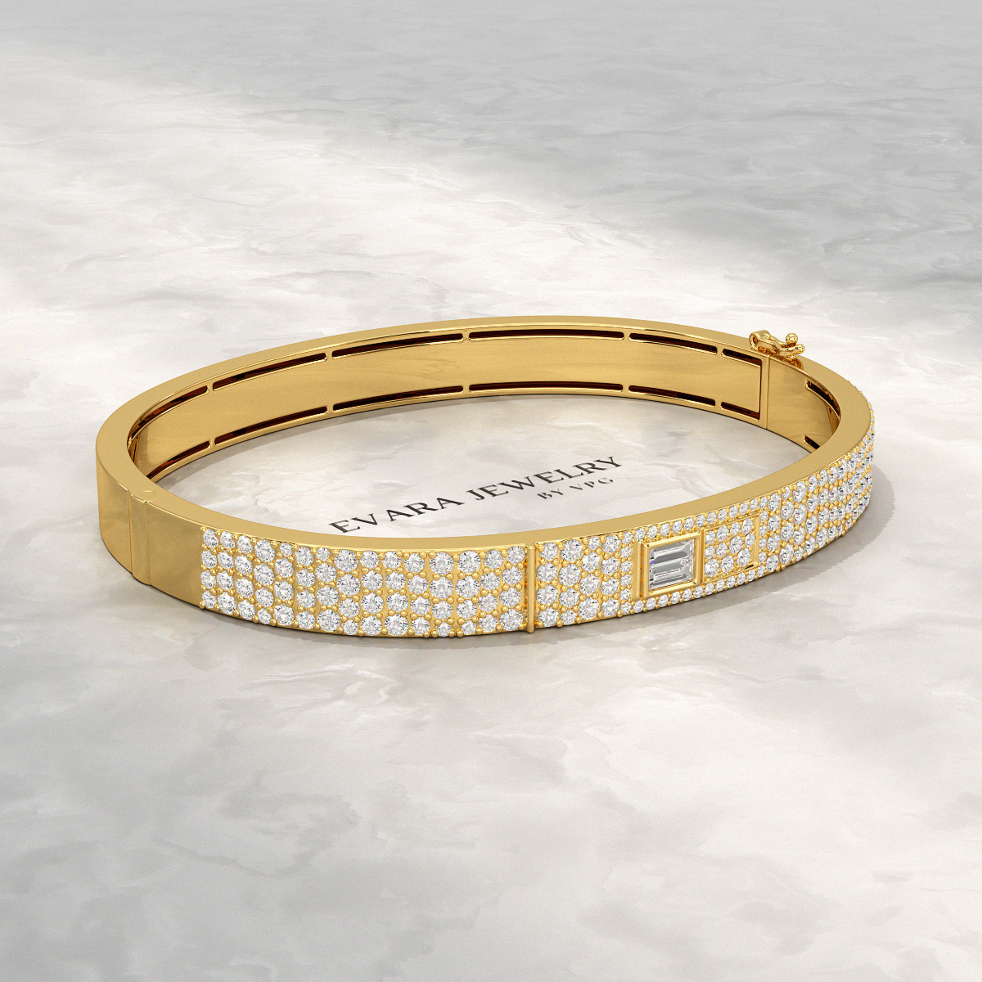 4.50 Carat Diamond Star & Pave Set Cuff Bracelet - Evara Jewelry LLC