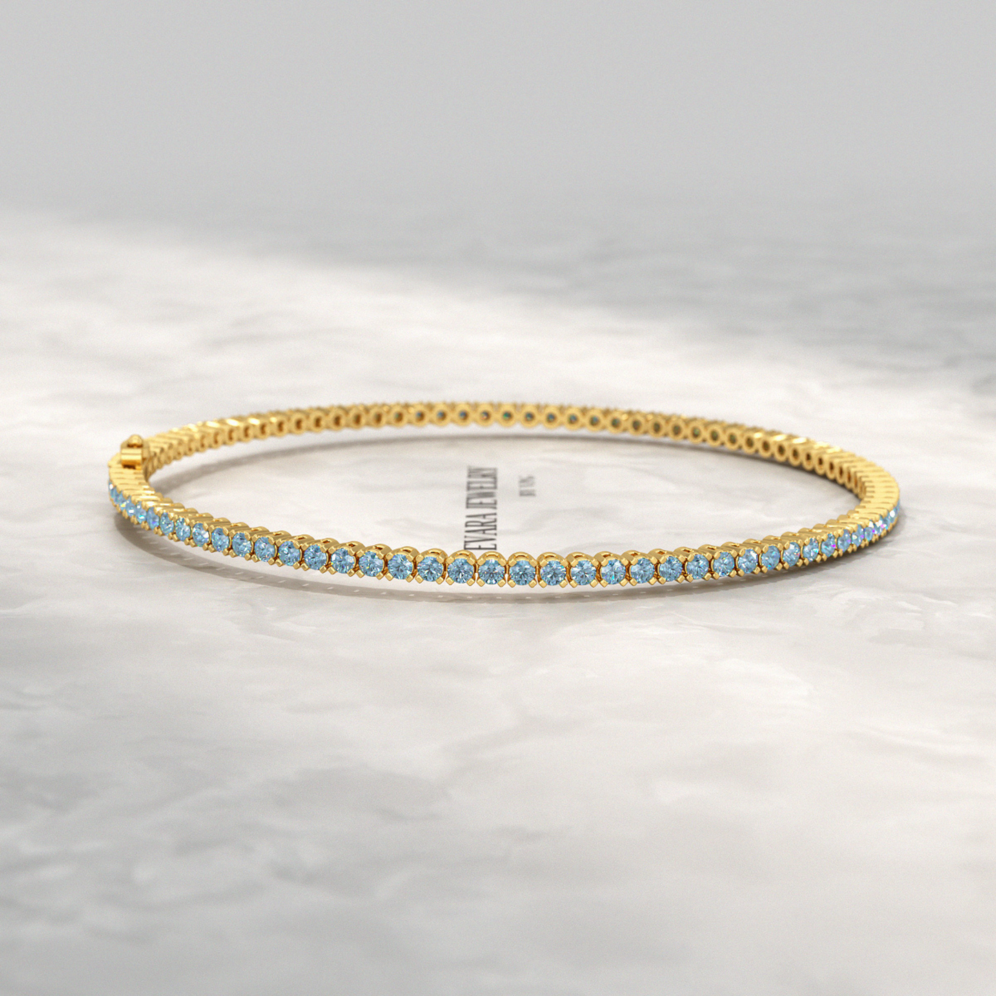 3 Carat Aquamarine Tennis Bracelet in 14K/18K White Gold - Evara Jewelry LLC