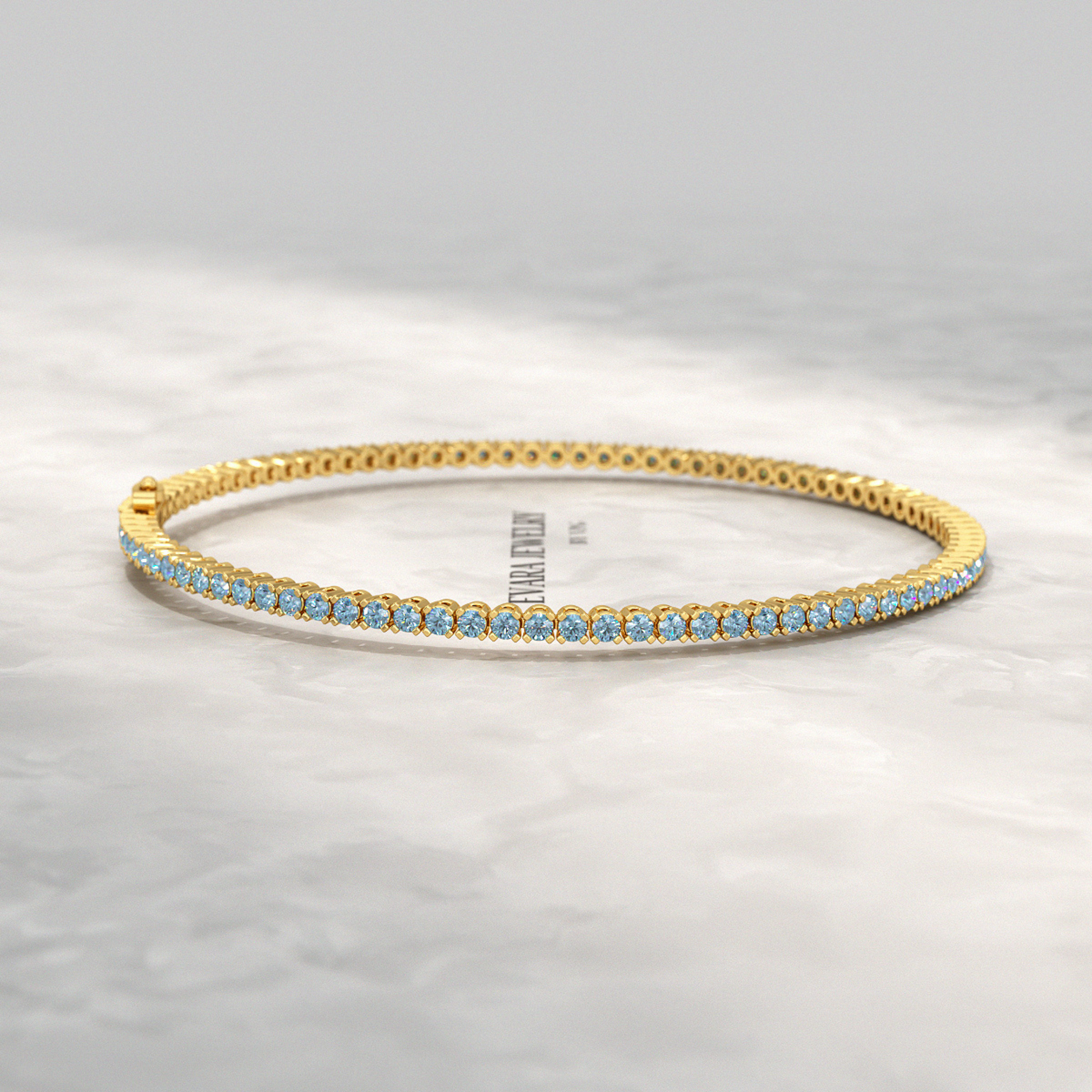 3 Carat Aquamarine Tennis Bracelet in 14K/18K White Gold - Evara Jewelry LLC