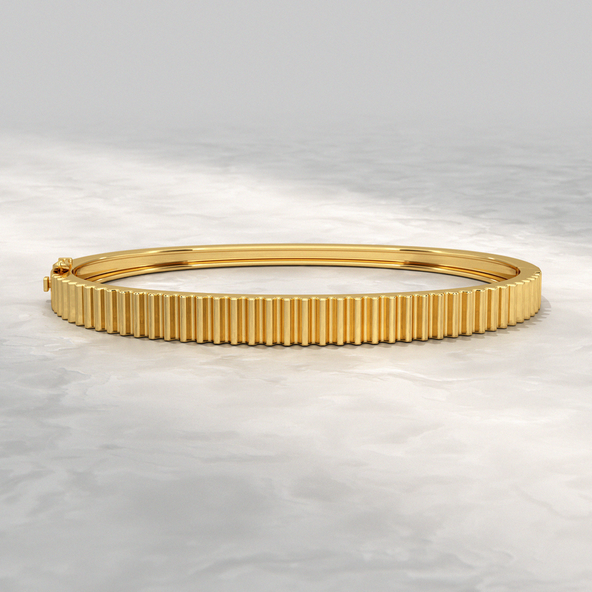 Gold Cuff Ribbed Bangle