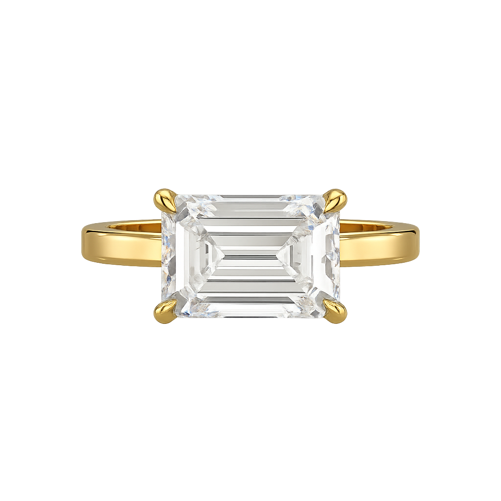 3 Carat Emerald Cut Diamond East West Engagement Ring