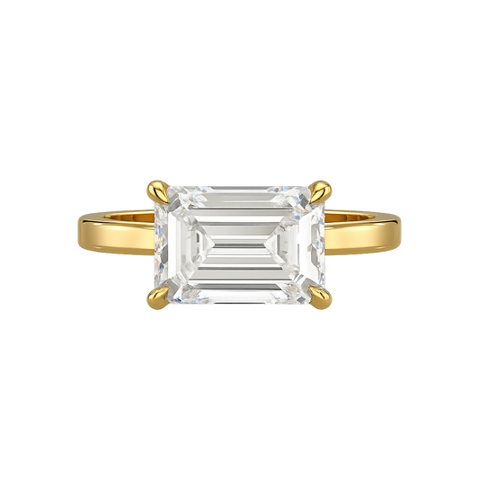 3 Carat Emerald Cut Diamond East West Engagement Ring