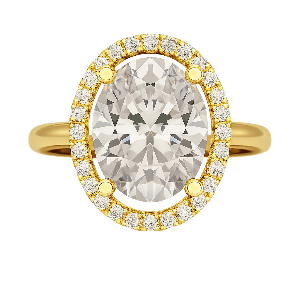 3 Carat Oval Lab Grown Diamond Halo Engagement Ring