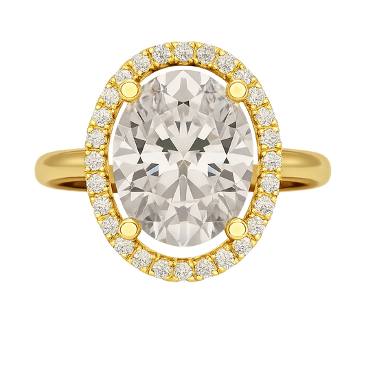 3 Carat Oval Lab Grown Diamond Halo Engagement Ring
