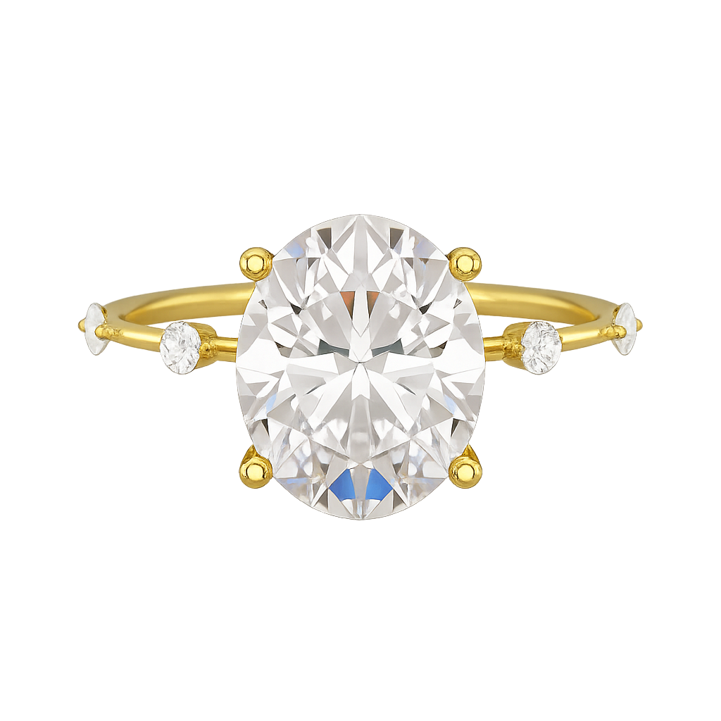 3 Carat Oval Lab Grown Diamond Thin Engagement Ring