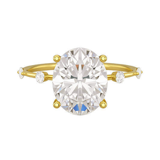 3 Carat Oval Lab Grown Diamond Thin Engagement Ring