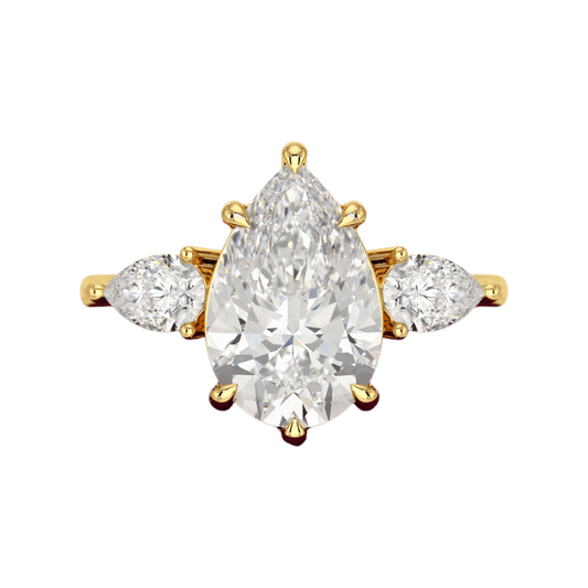 3 Carat Pear Cut Diamond Three Stone Engagement Ring