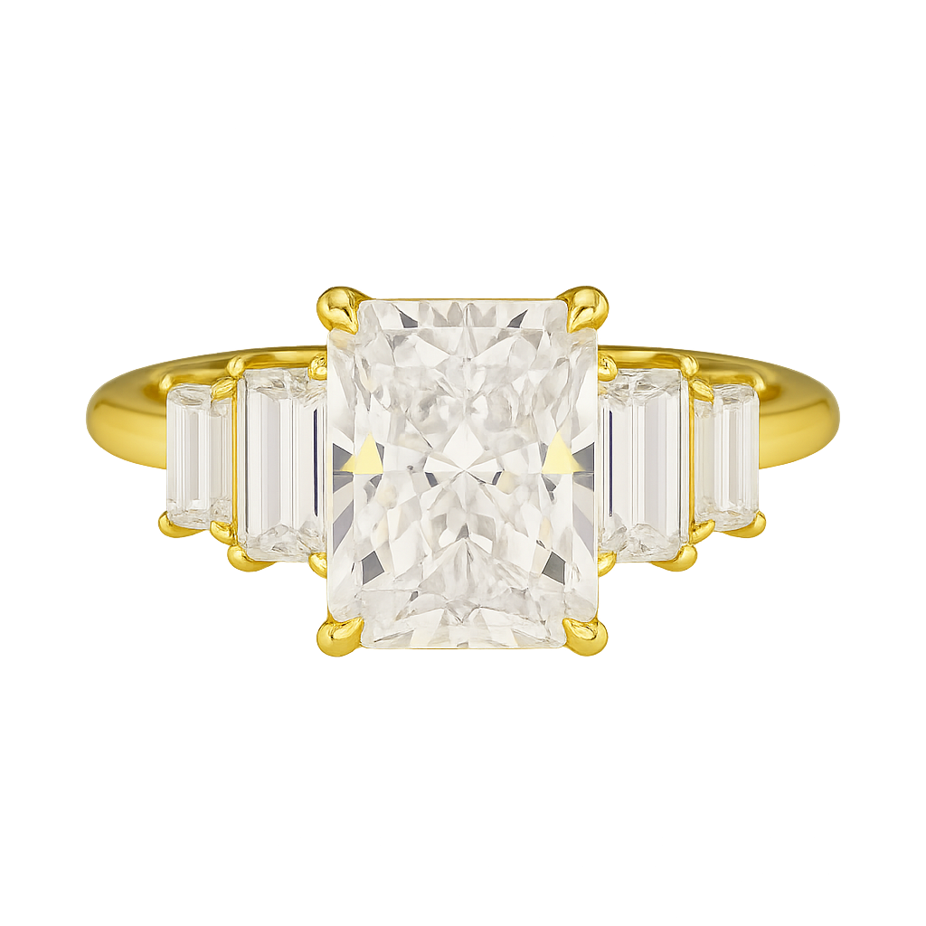 3 Carat Radiant Cut Lab Grown Diamond Art Deco Engagement Ring