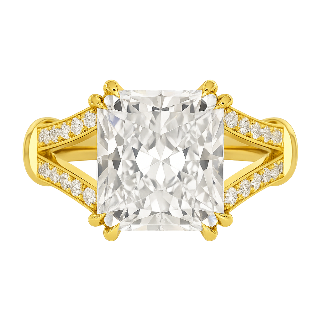 3 Carat Radiant Cut Lab Grown Diamond Split Shank Engagement Ring
