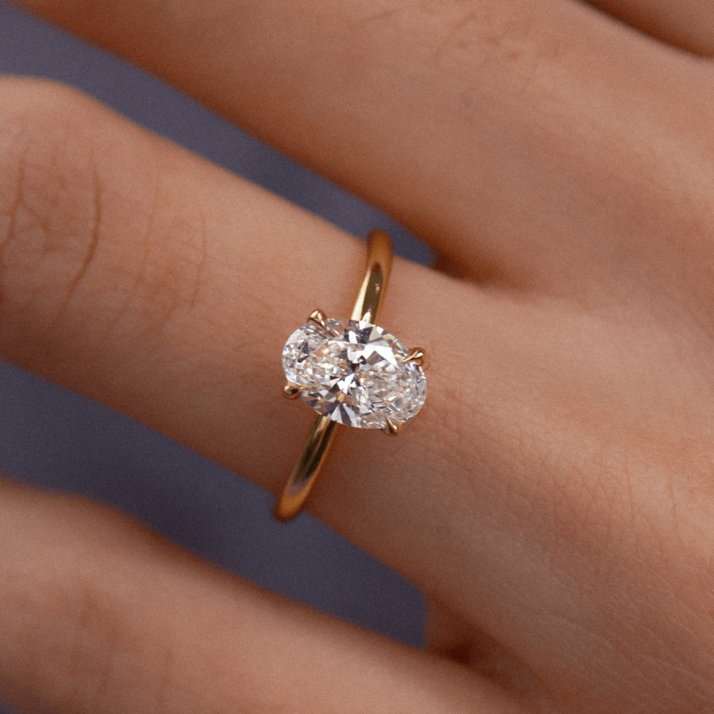 1 Carat Oval Diamond Minimalist Engagement Ring - Evara Jewelry LLC