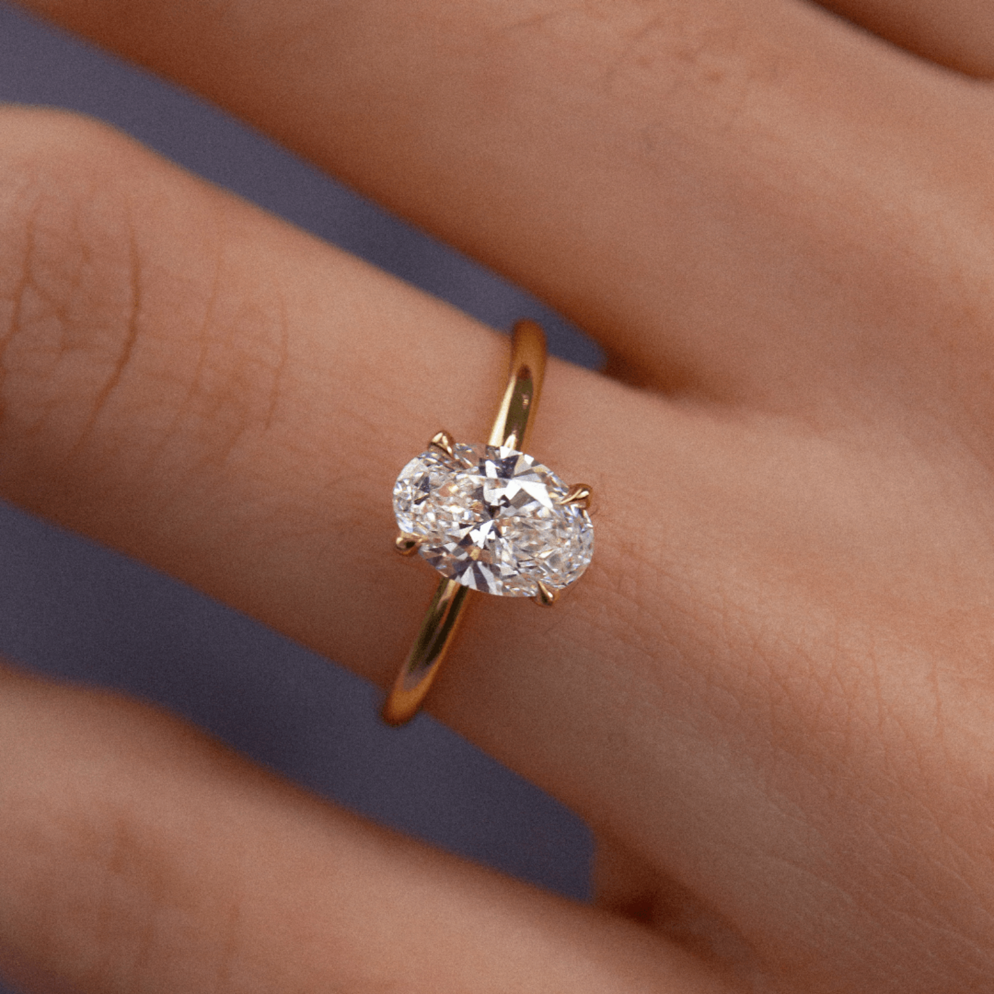 1 Carat Oval Diamond Minimalist Engagement Ring - Evara Jewelry LLC