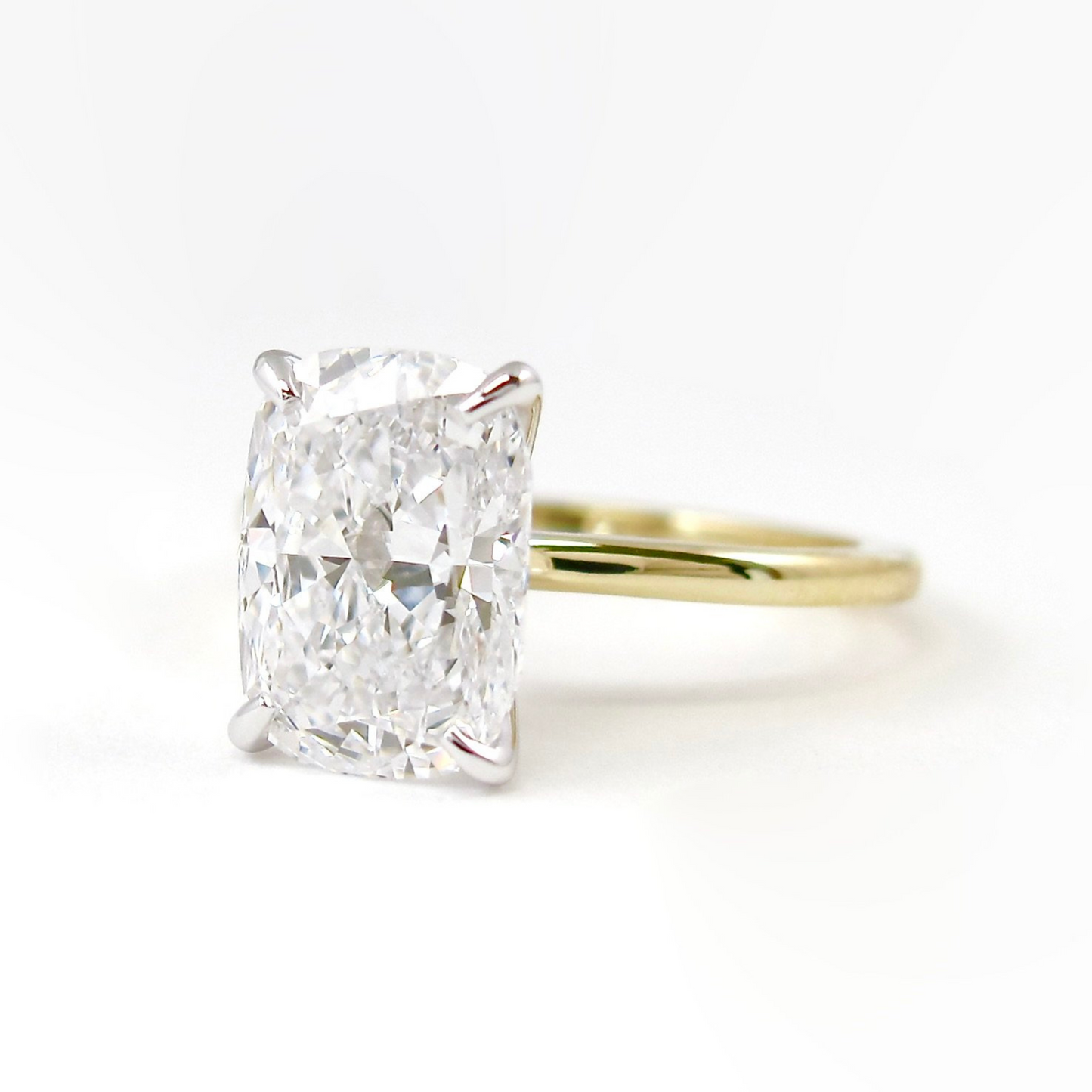 2 Carat Elongated Cushion Cut Two Tone Wedding Ring - Evara Jewelry LLC