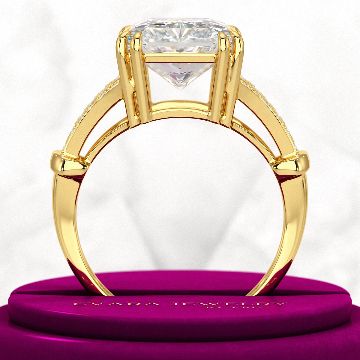 3 Carat Radiant Cut Lab Grown Diamond Split Shank Engagement Ring - Evara Jewelry LLC