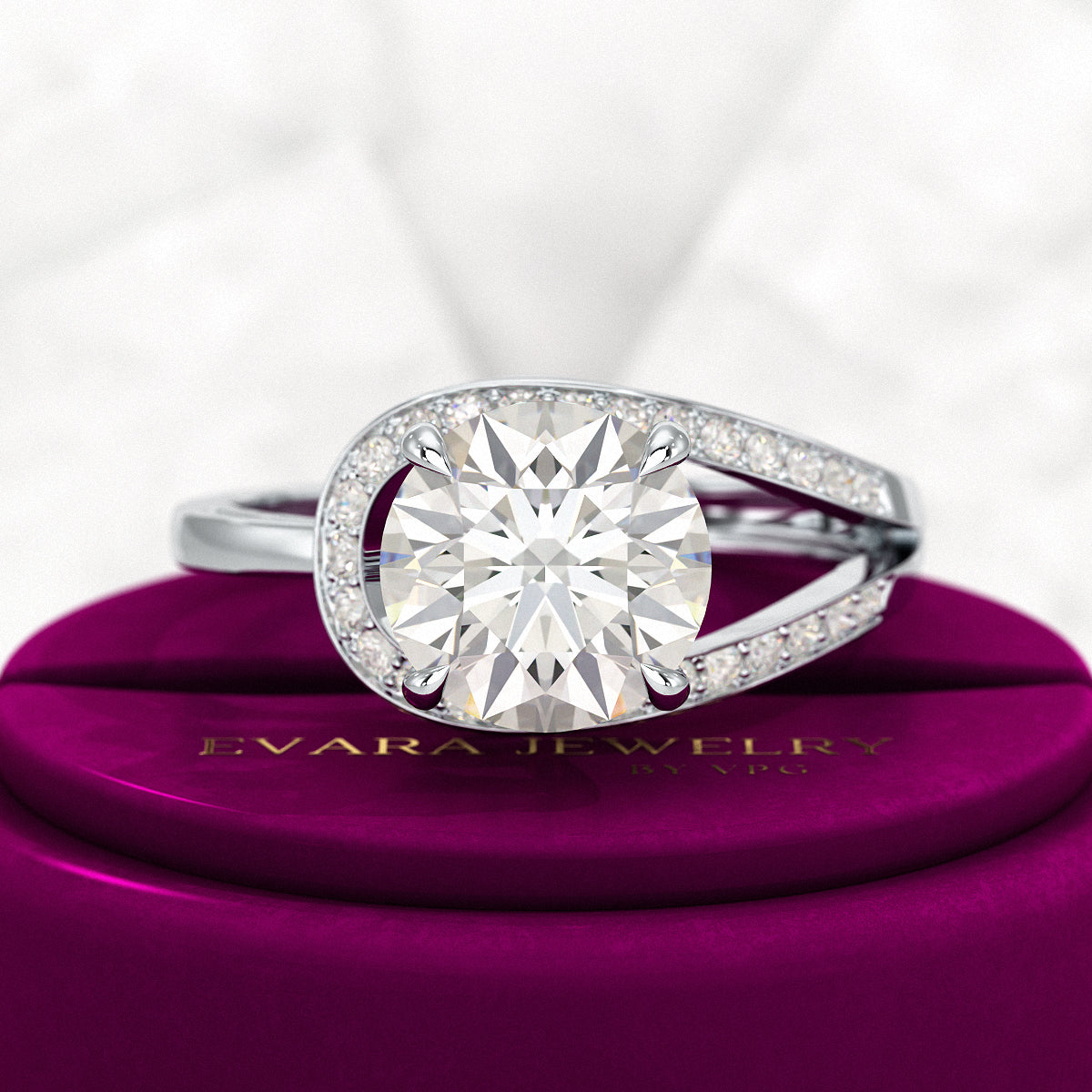 2.50 Carat Round Cut Lab Grown Diamond Minimalist Engagement Ring - Evara Jewelry LLC