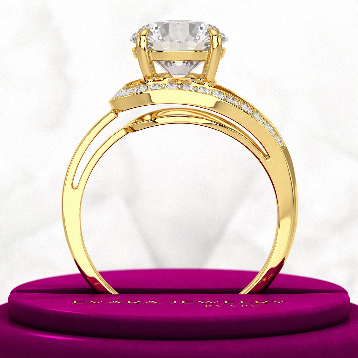 2.50 Carat Round Cut Lab Grown Diamond Minimalist Engagement Ring - Evara Jewelry LLC