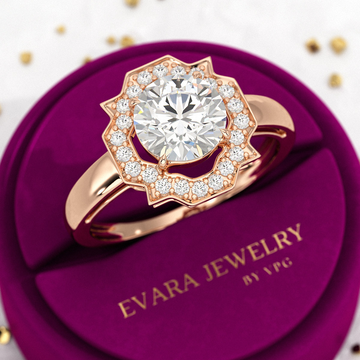 1.50 Carat Round Cut Art Deco Engagement Ring - Evara Jewelry LLC