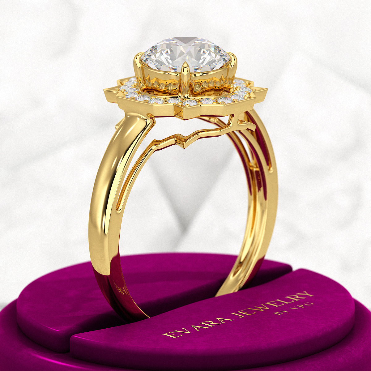 1.50 Carat Round Cut Art Deco Engagement Ring - Evara Jewelry LLC