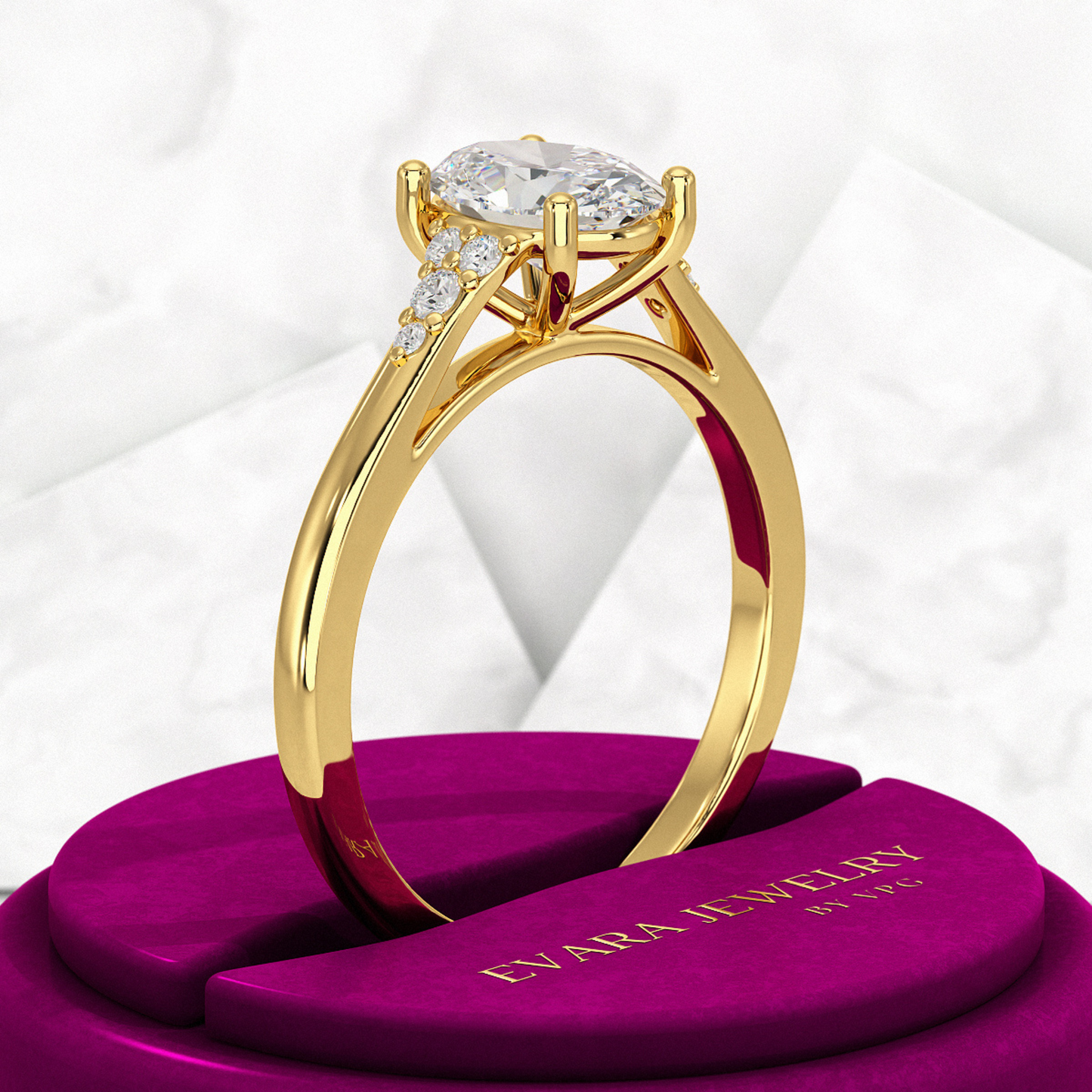 1 Carat Oval Diamond Art Deco Statement Ring - Evara Jewelry LLC