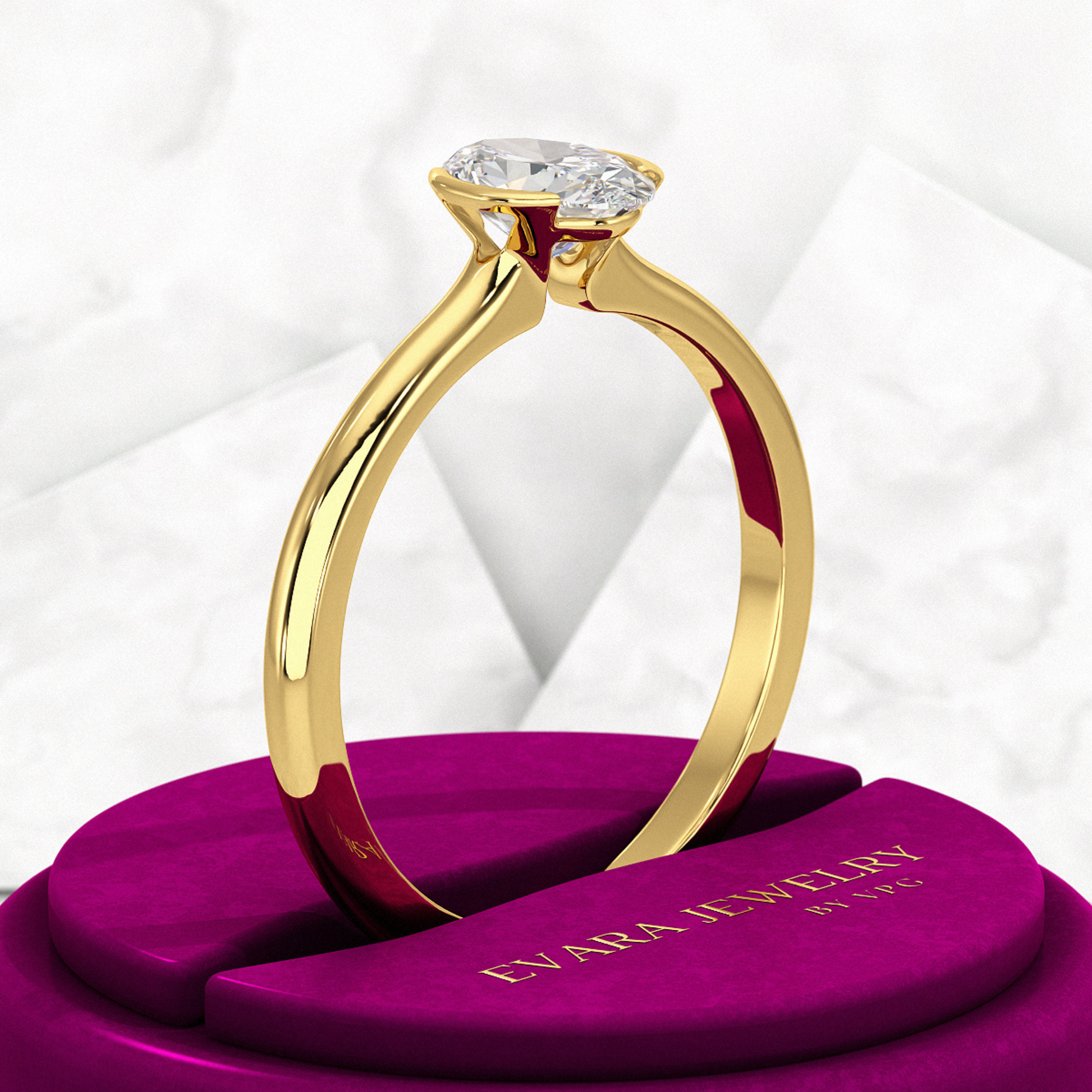 0.70 Carat Oval Cut Diamond Dainty Statement Ring - Evara Jewelry LLC