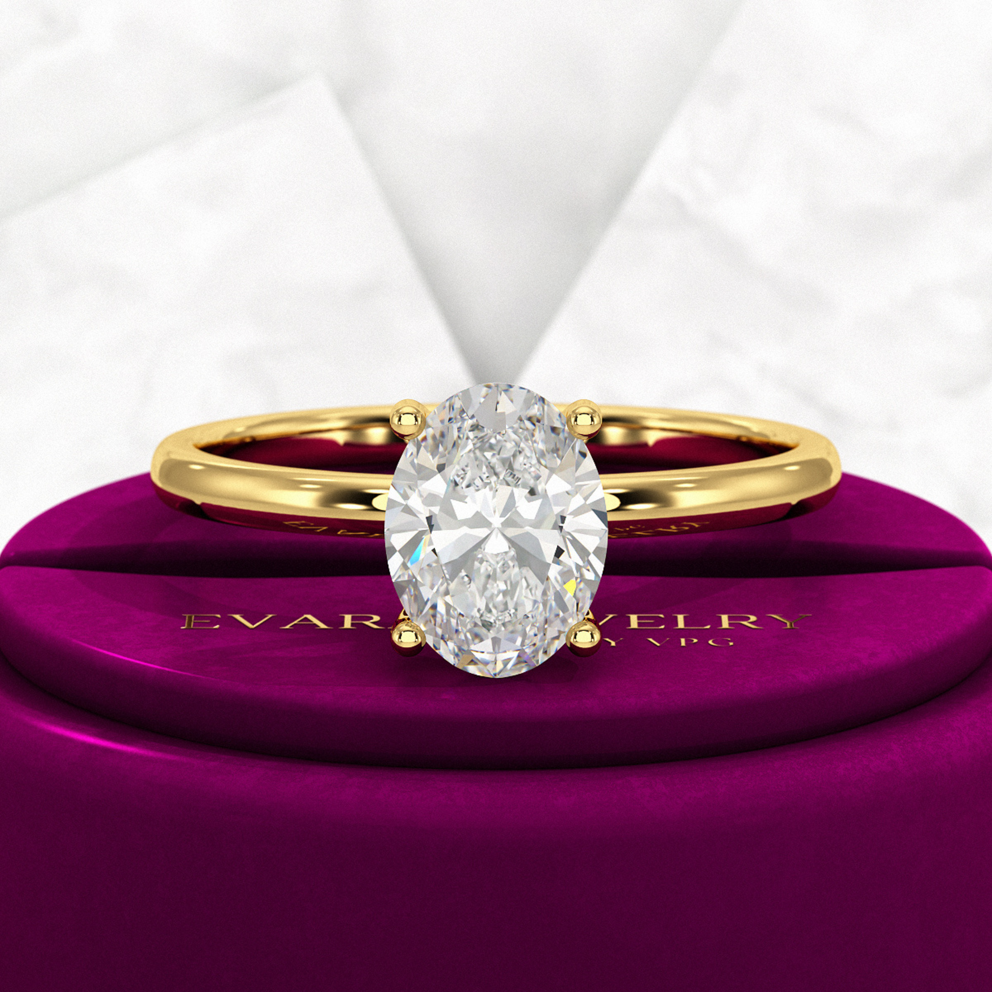 1 Carat Oval Diamond Minimalist Engagement Ring - Evara Jewelry LLC