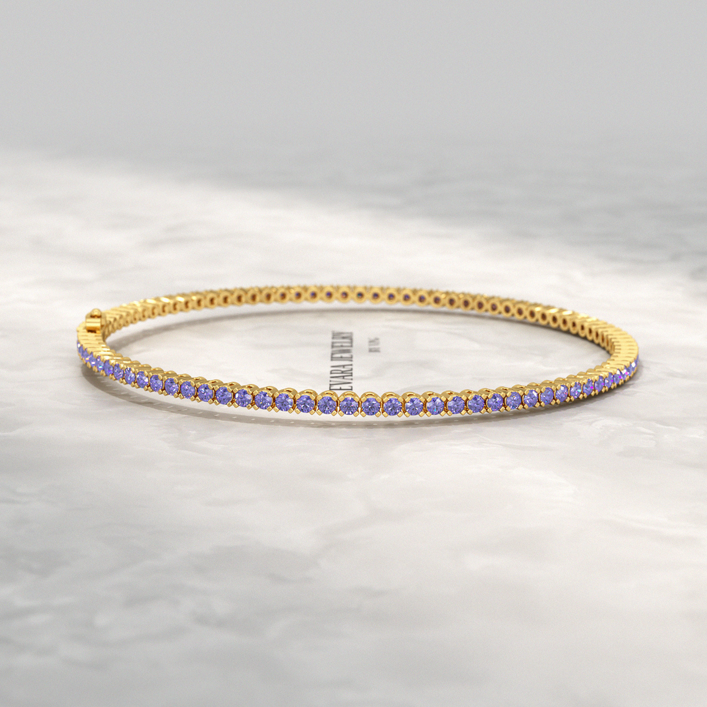 3.17 Carat Tanzanite Tennis Bracelet in 14K/18K Yellow Gold - Evara Jewelry LLC