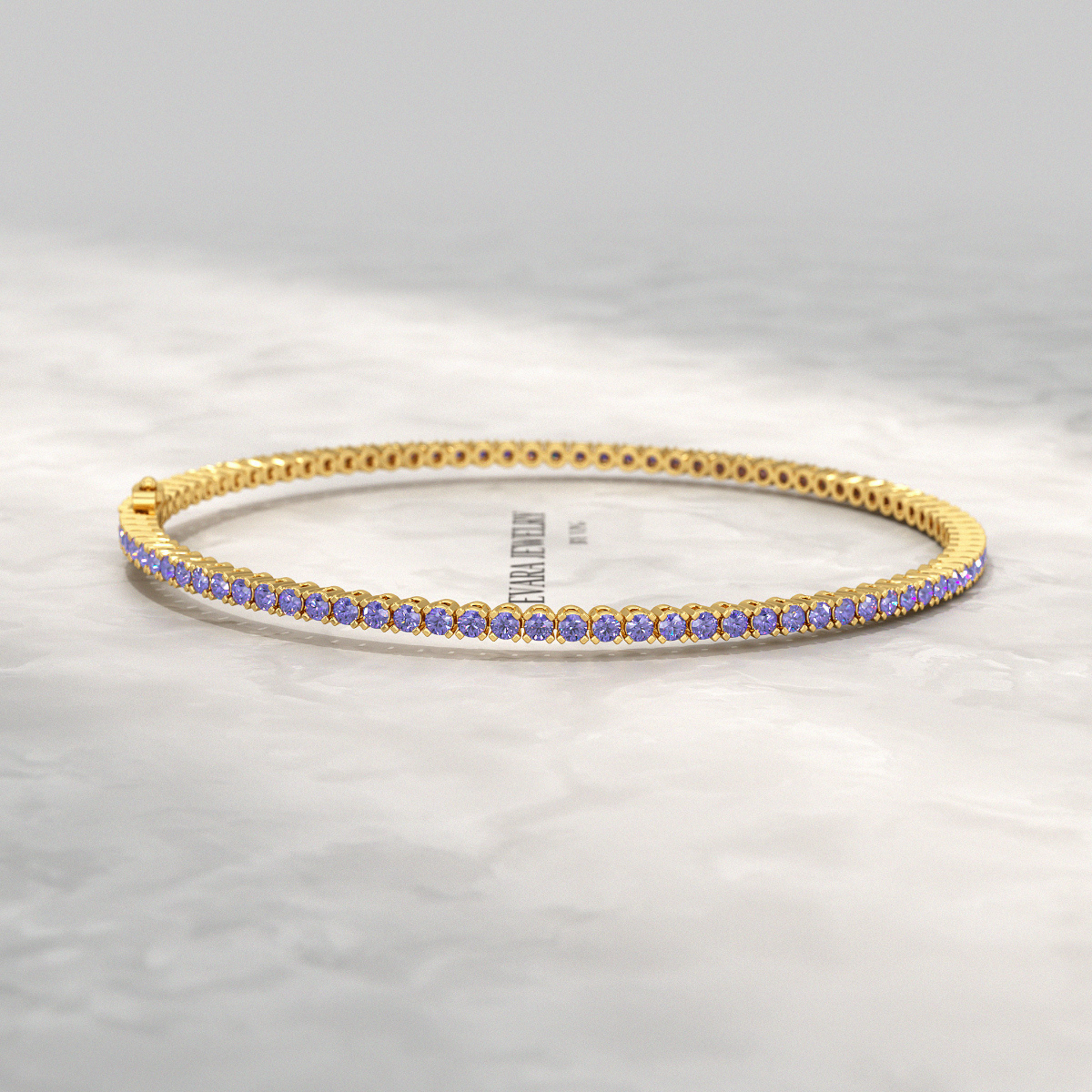 3.17 Carat Tanzanite Tennis Bracelet in 14K/18K Yellow Gold - Evara Jewelry LLC