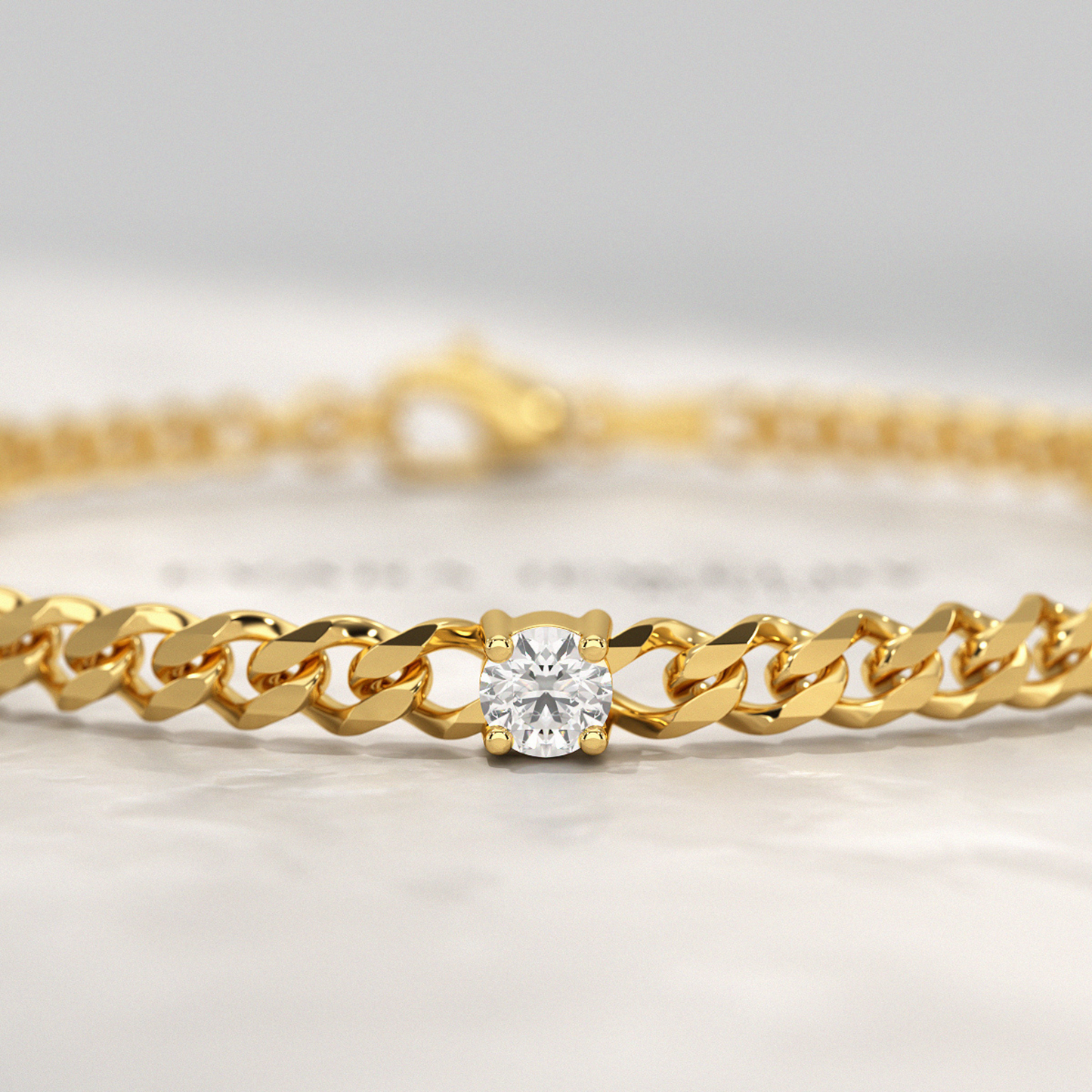 1.00 Carat Round Cut Diamond Cuban Chain Bracelet - Evara Jewelry LLC