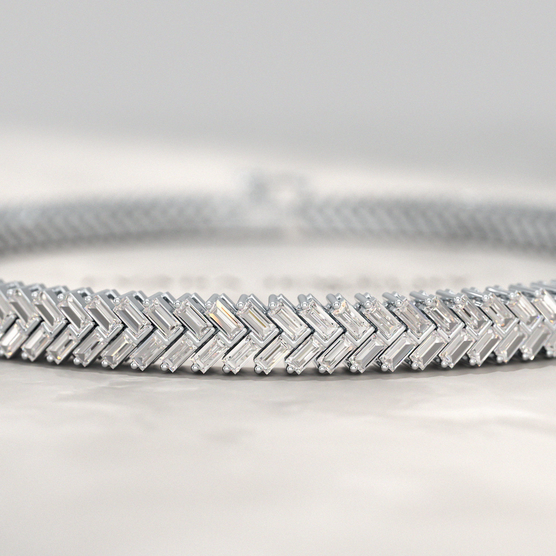 11 Carats Baguette Cut Diamond Chevron Tennis Bracelet in 10K, 14K, 18K Solid Gold - Evara Jewelry LLC