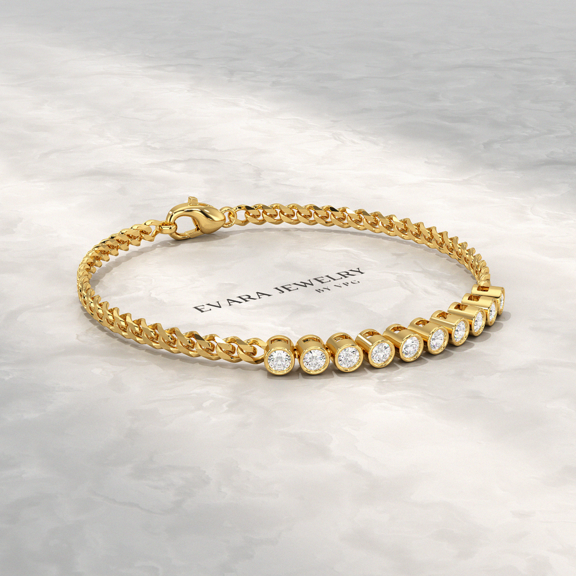 1.10 Carat Bezel Set Round Diamond Bracelet - Evara Jewelry LLC