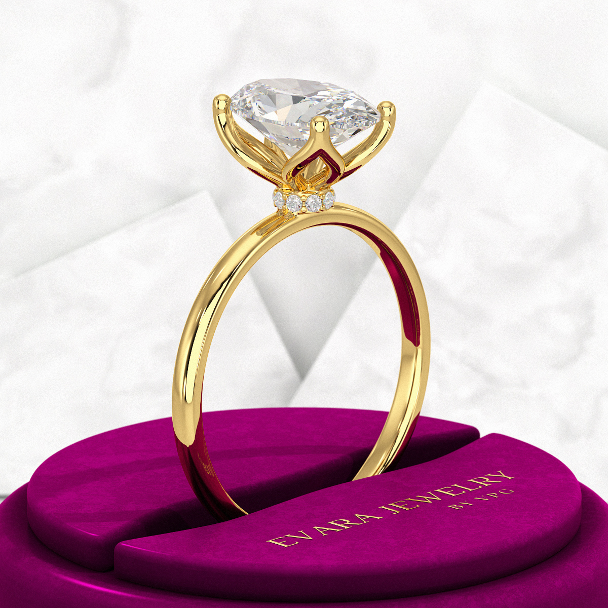 2 Carat Oval Cut Nature Inspired Engagement Ring - Evara Jewelry LLC