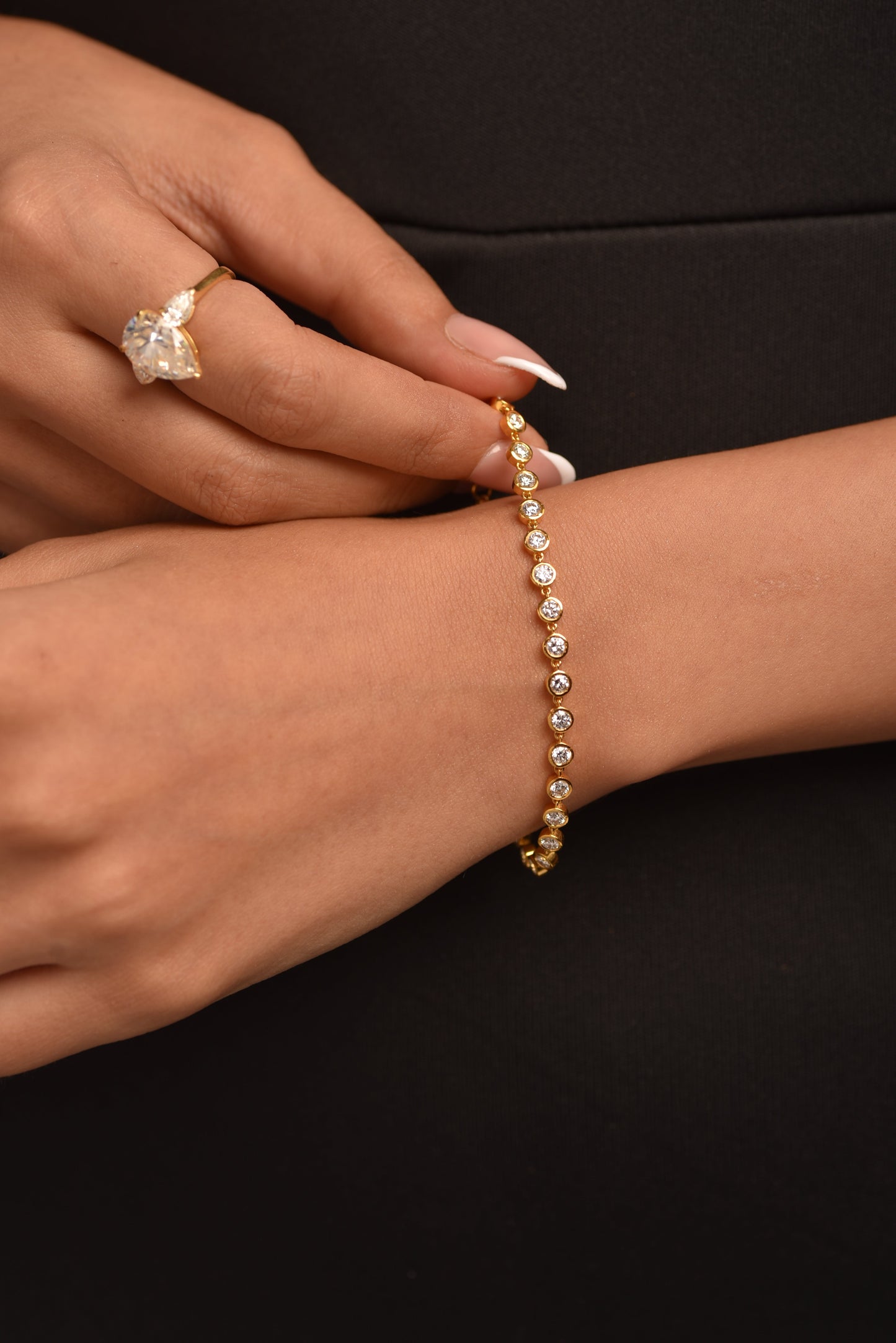 4 Carat Bezel Set Round Cut Diamond Gold Minimalist Tennis Bracelet