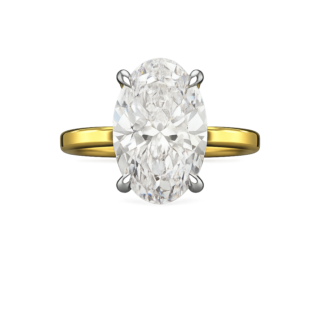4 Carat Oval Cut Diamond Ring in Two Tone Gold