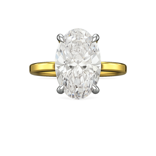 4 Carat Oval Cut Diamond Ring in Two Tone Gold