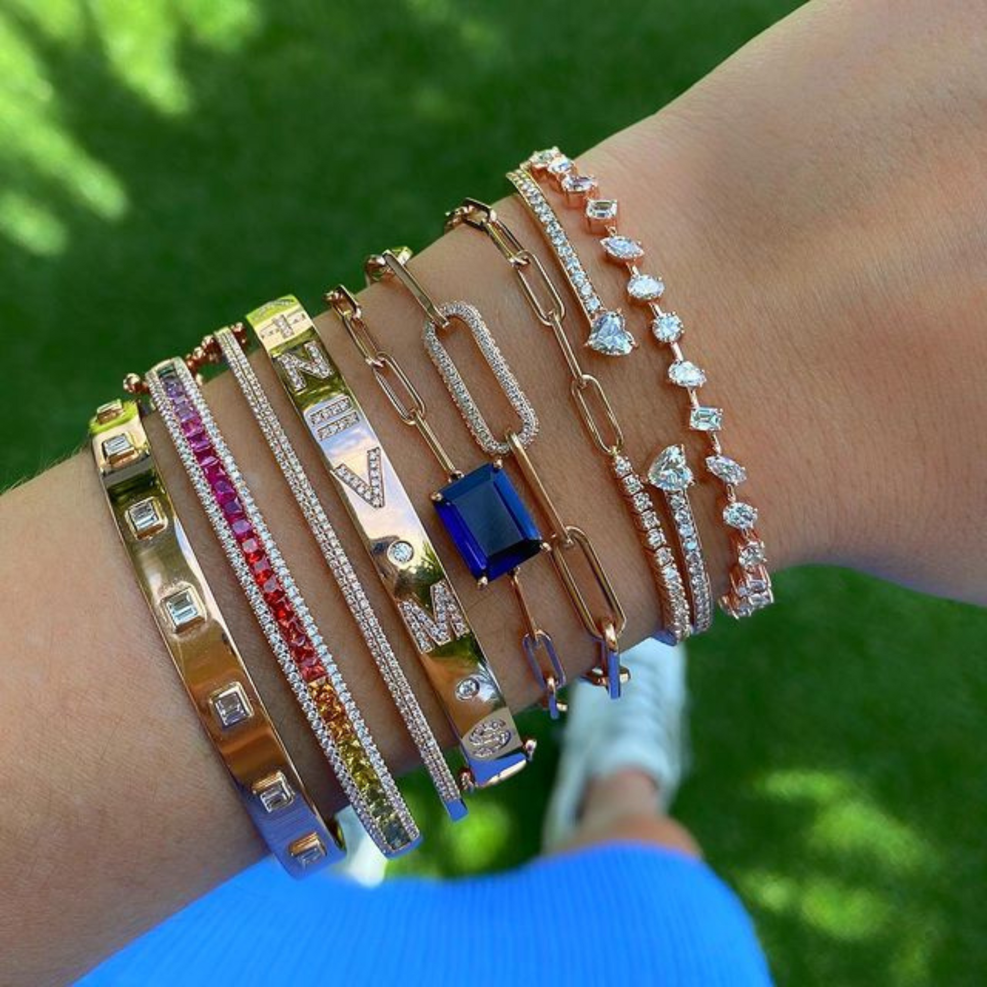 Diamond Baguette Cuff Bangle Bracelet - Evara Jewelry LLC