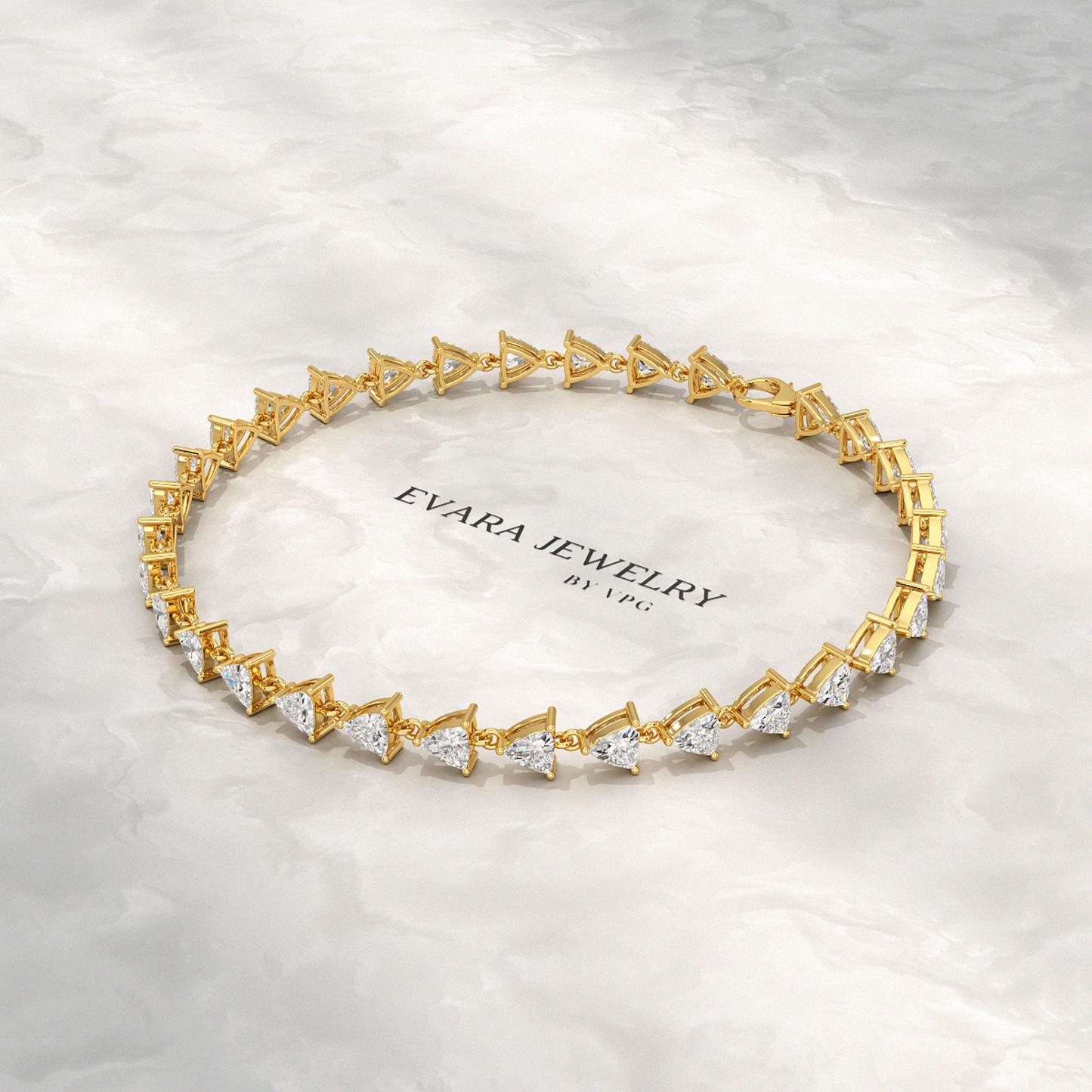 6.40 Carats Trilliant Cut Lab Grown Diamond Bracelet - Evara Jewelry LLC