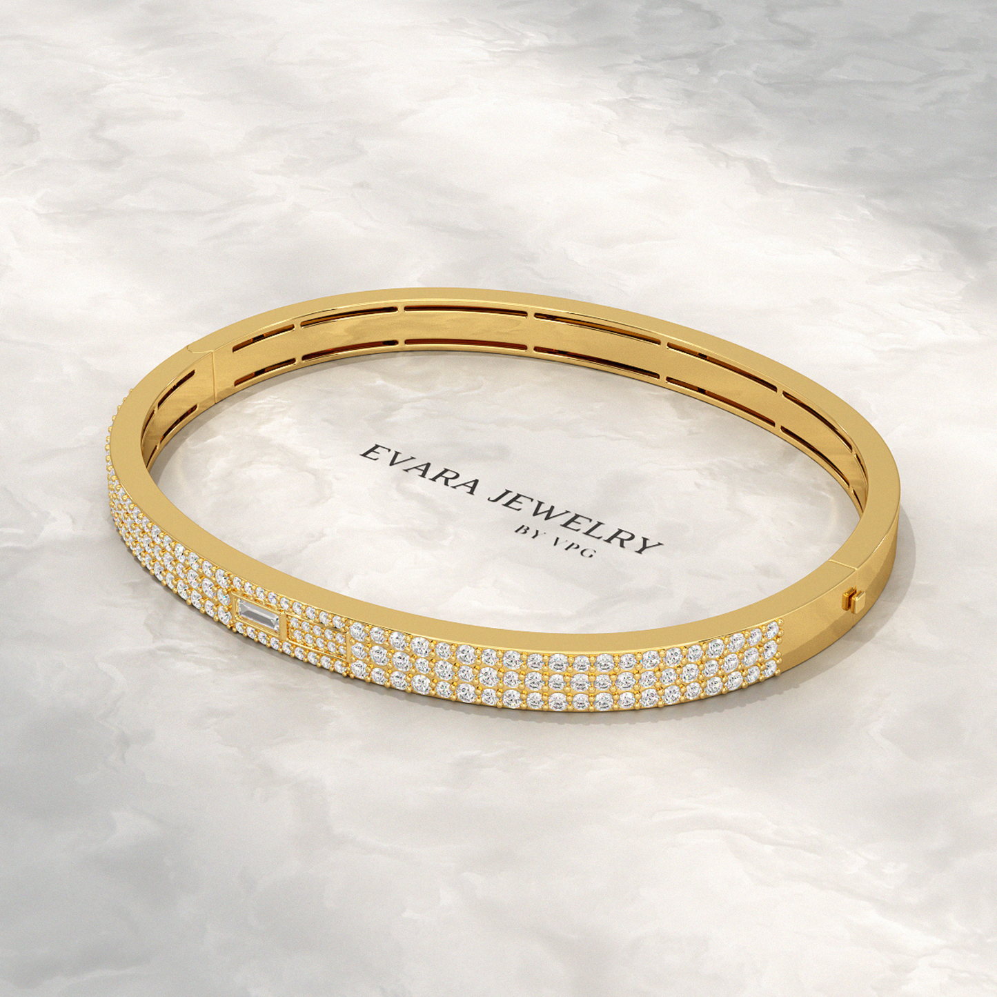 3.12 Carat Diamond Cuff Bracelet in 10K, 14K, 18K Solid Gold - Evara Jewelry LLC