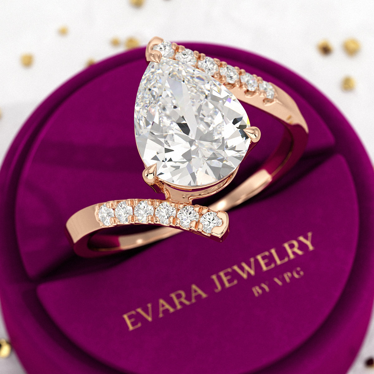 2.50 Carat Pear Cut Diamond Art Deco Statement Ring - Evara Jewelry LLC