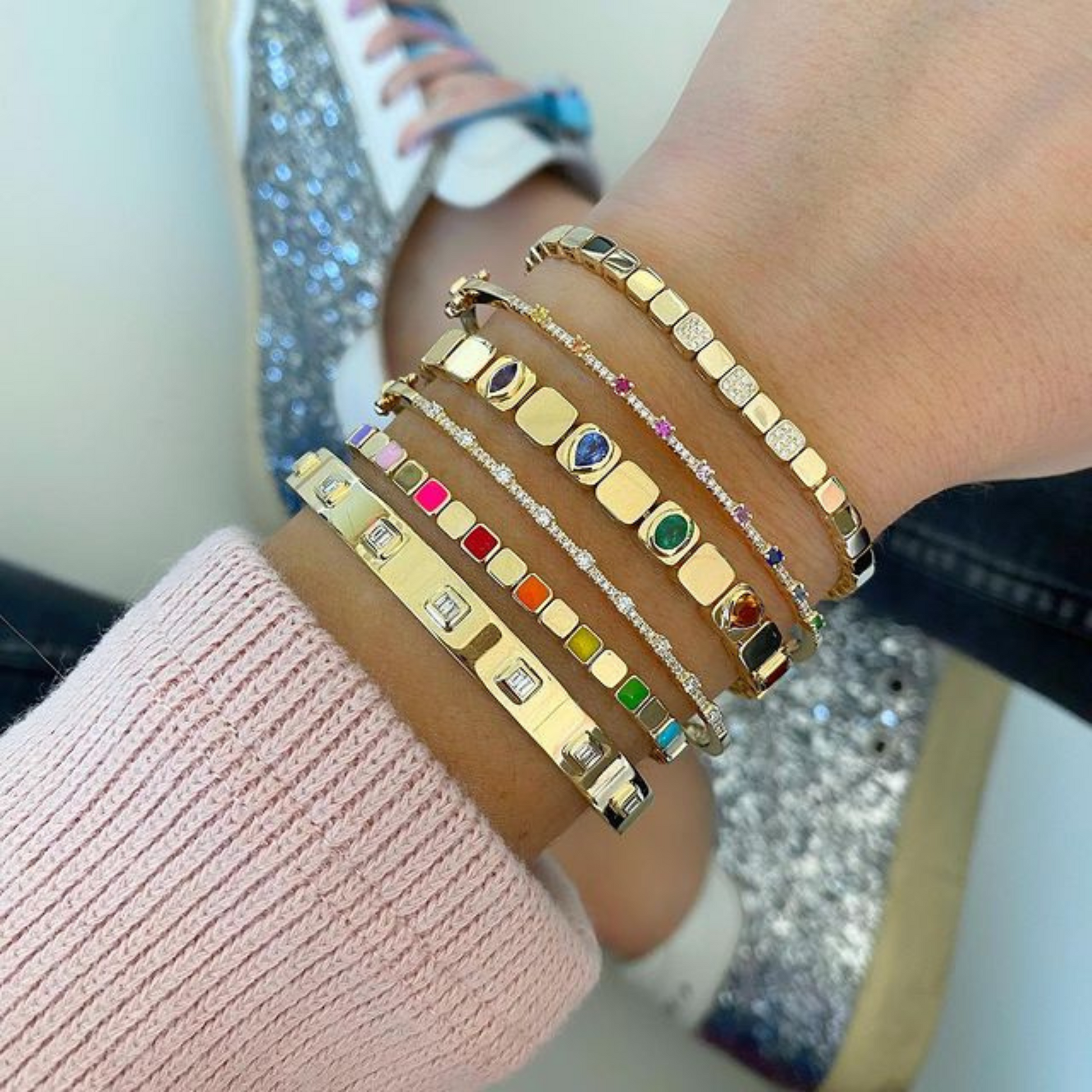 Diamond Baguette Cuff Bangle Bracelet - Evara Jewelry LLC