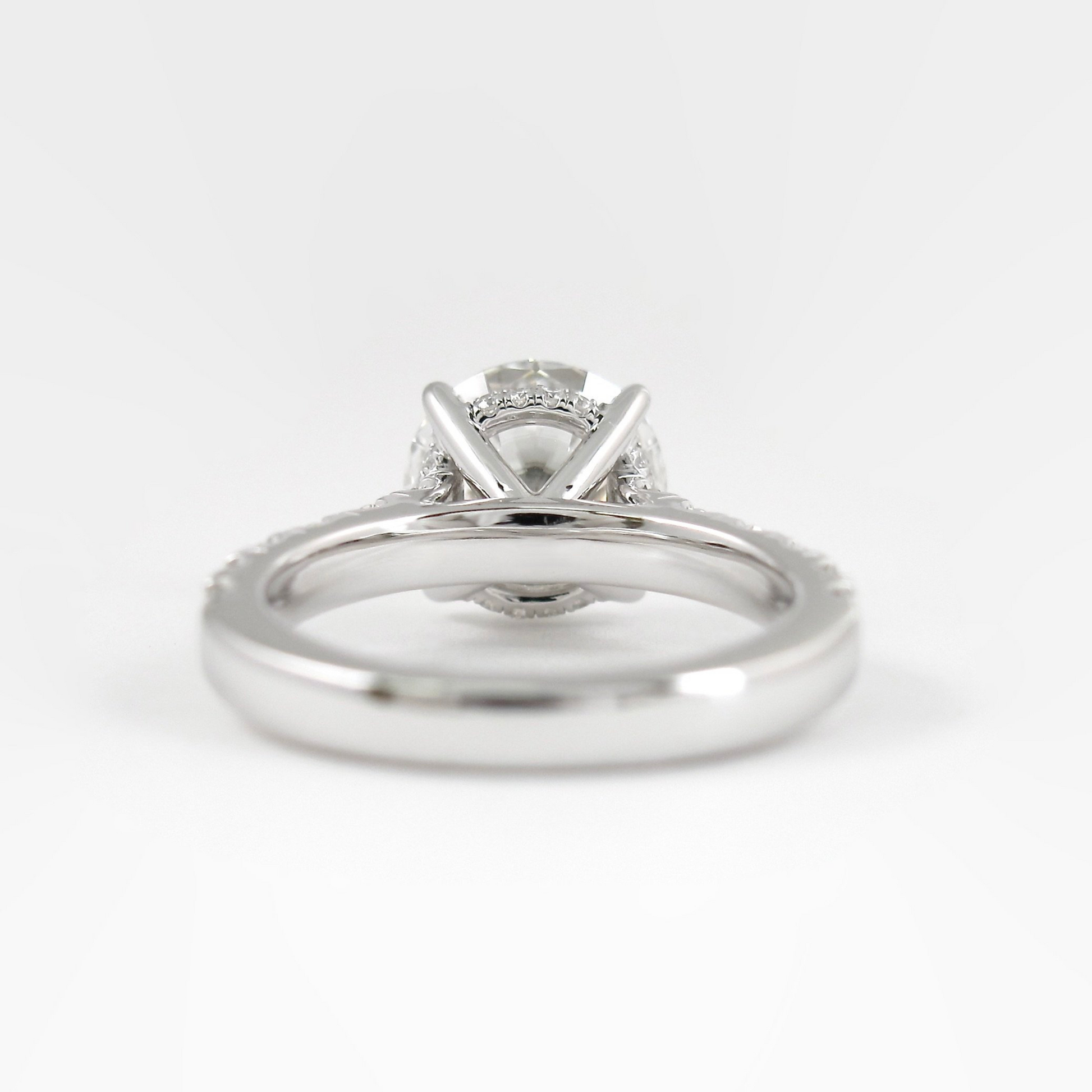 3.00 Carat Round Cut Minimalist Pave Engagement Ring with Hidden Halo - Evara Jewelry LLC