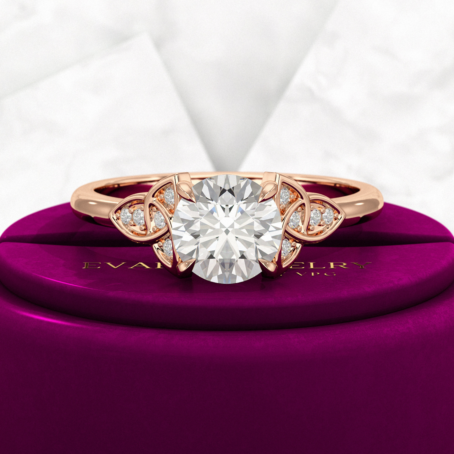 1.25 Carat Round Cut Diamond Art Deco Engagement Ring - Evara Jewelry LLC