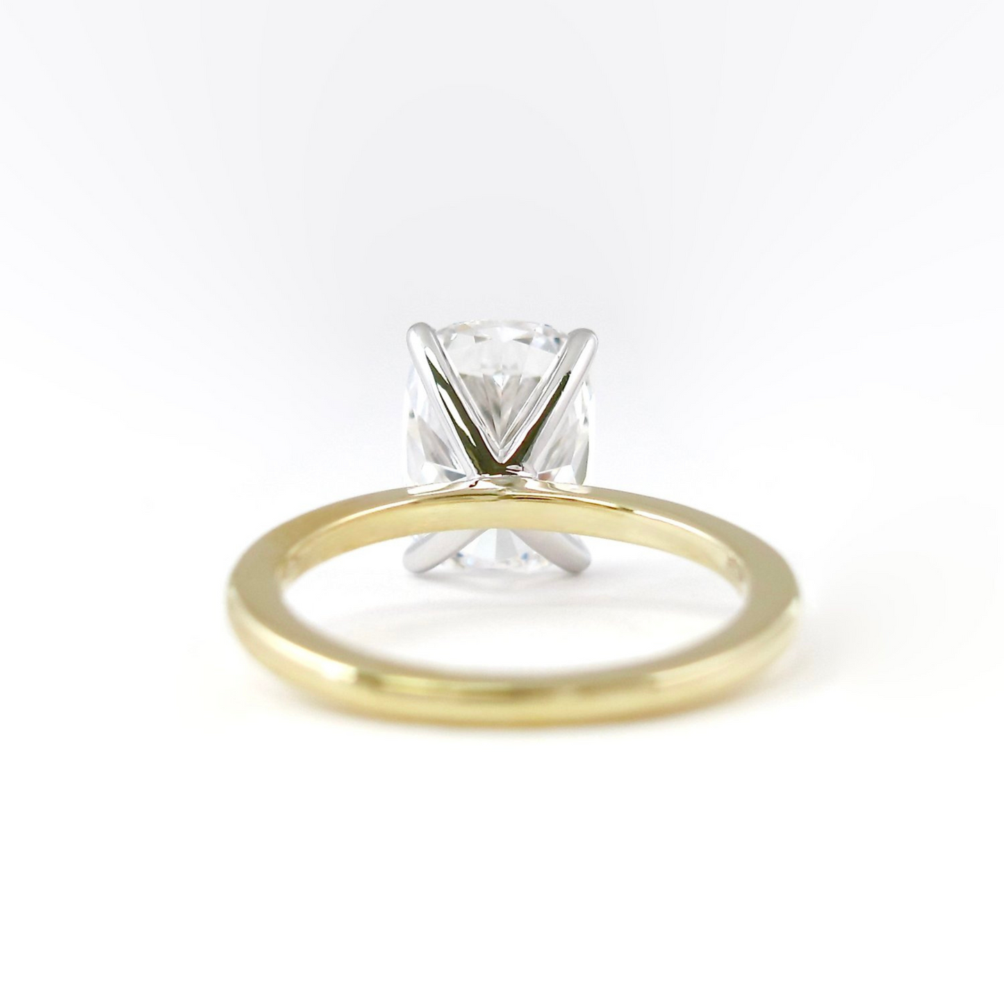 2 Carat Elongated Cushion Cut Two Tone Wedding Ring - Evara Jewelry LLC