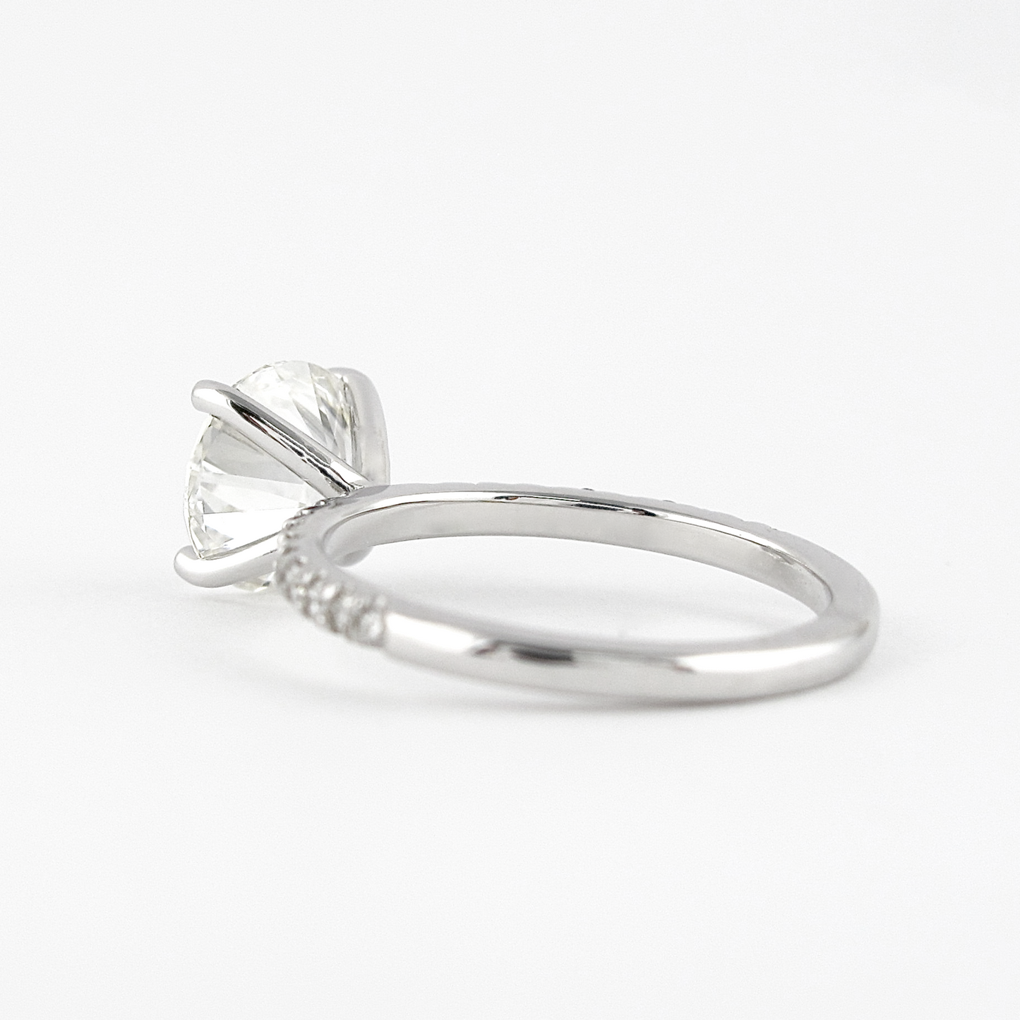 3 Carat Round Lab Grown Diamond Classic Wedding Ring with Pave Band - Evara Jewelry LLC