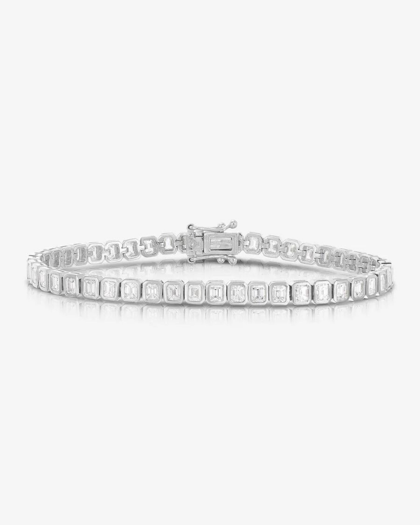 5 Carat Bezel Set Emerald Cut Luxury Diamond Tennis Bracelet in 14K Gold - Evara Jewelry LLC