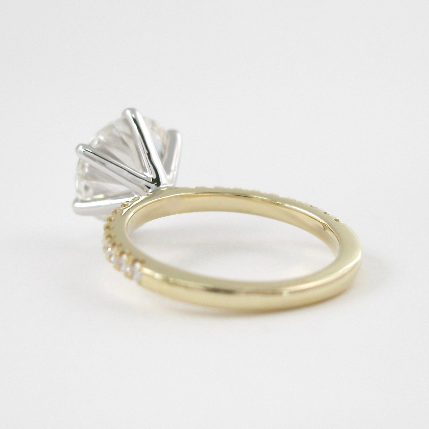 2.50 Carat Round Cut 6 Prongs Engagement Ring with Pave Diamond Band - Evara Jewelry LLC