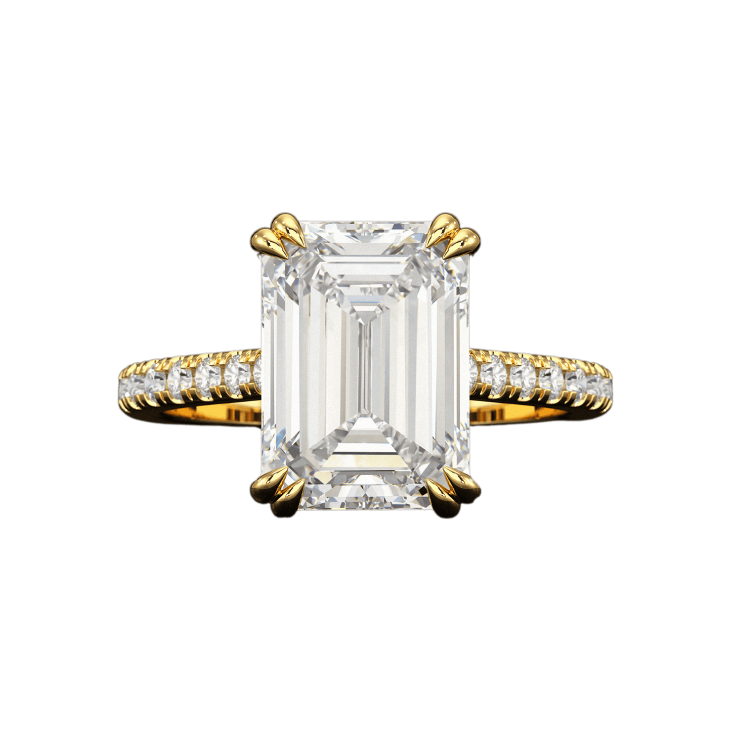 5 Carat Emerald Cut Diamond French Pave Band Engagement Ring