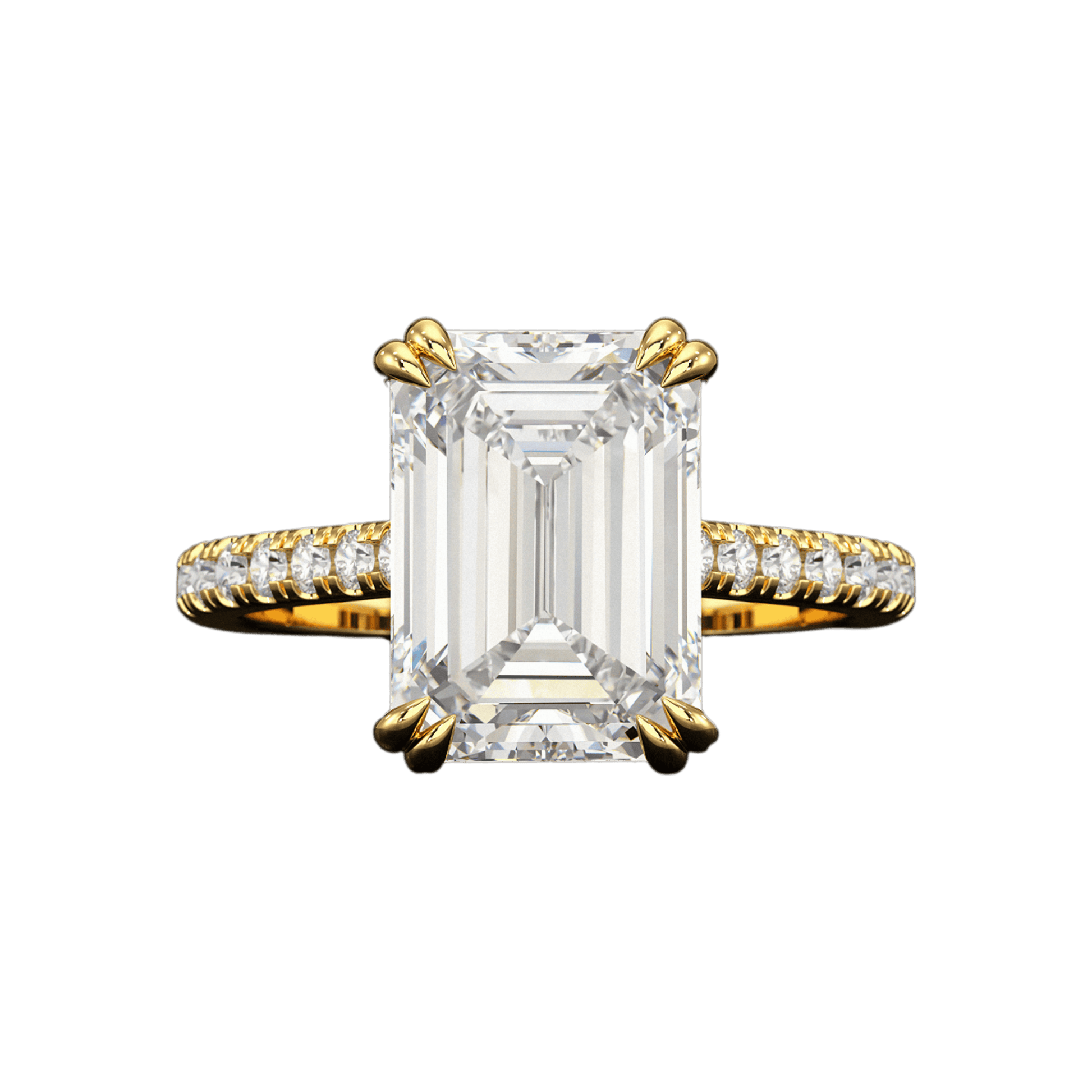 5 Carat Emerald Cut Diamond French Pave Band Engagement Ring