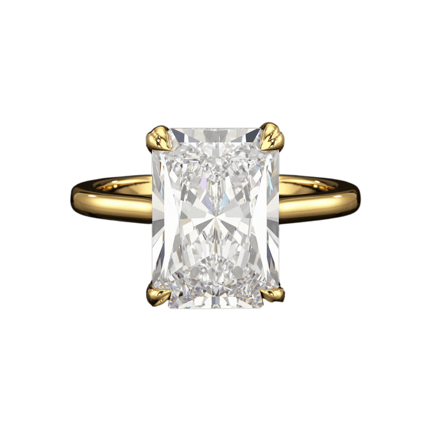 5 Carat Radiant Cut Diamond Solitaire Engagement Ring with Plain Band